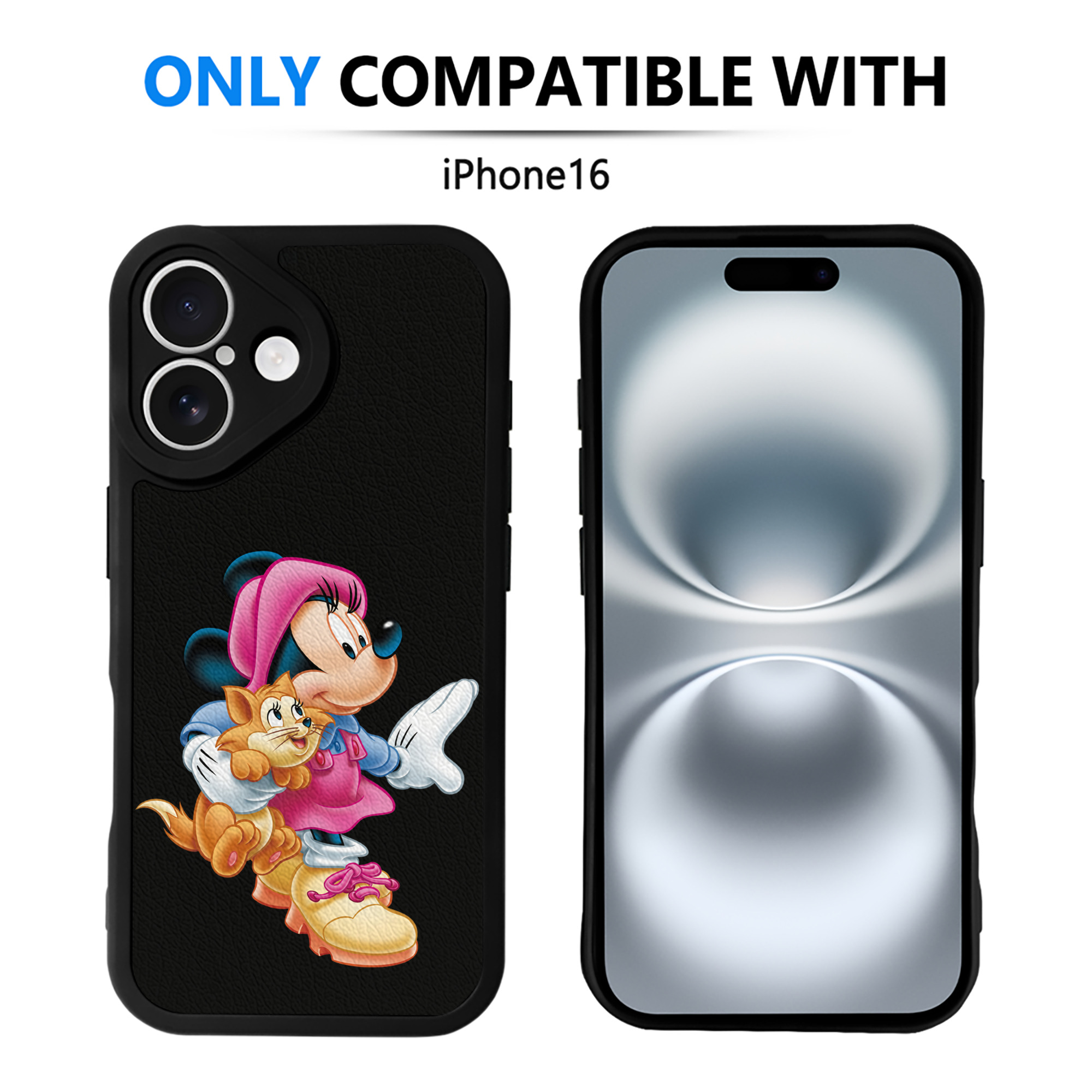 （画像用） ミッキーマウス Mickey Mouse 【iPhone 16シリーズ対応】シリコンスマホケース（レザー調） 材質：シリコン